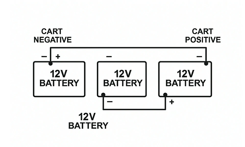 can you use 3 12v batteries in a 36v golf cart