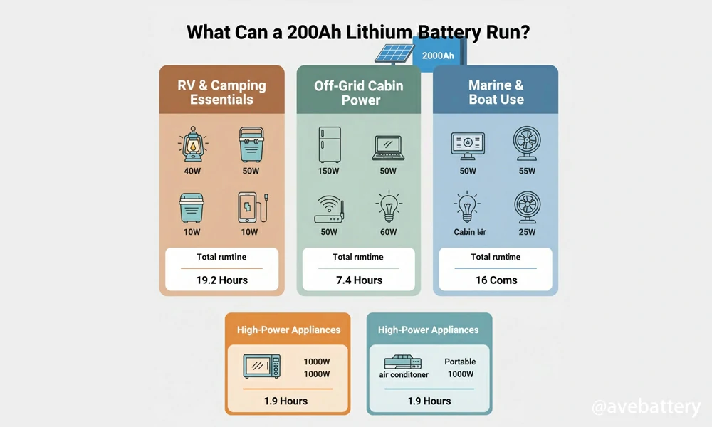 what can a 200ah lithium battery run