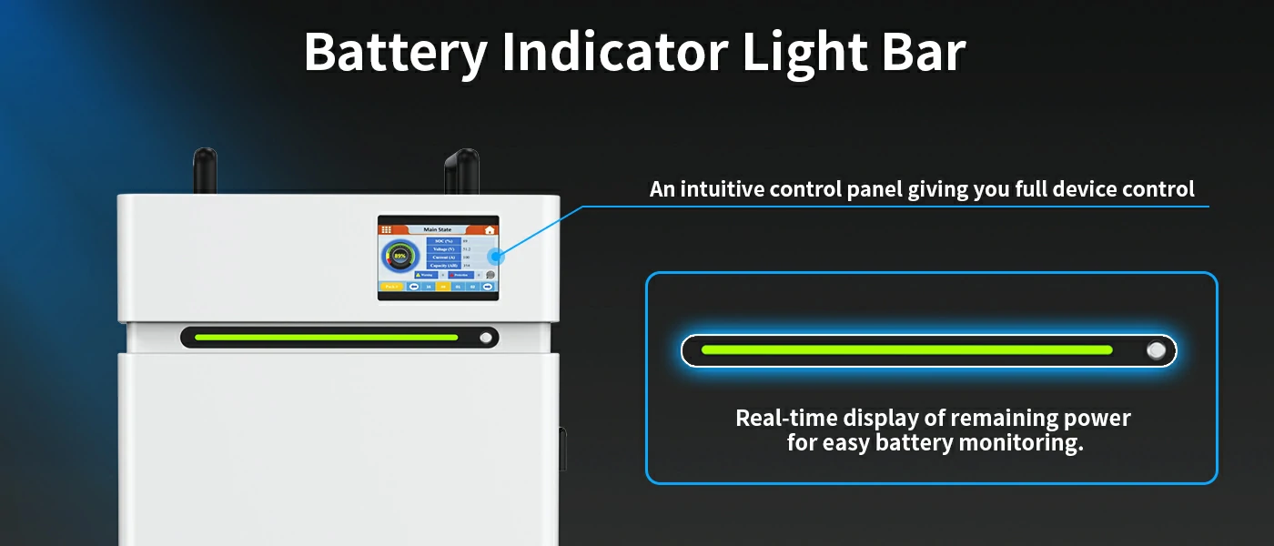 15kwh lifepo4 battery showing led state-of-charge indicator