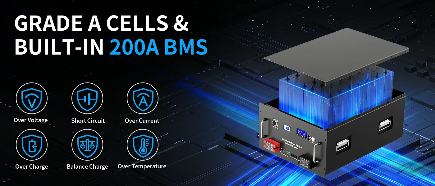 20kWh residential solar battery cabinet with smart 200a BMS