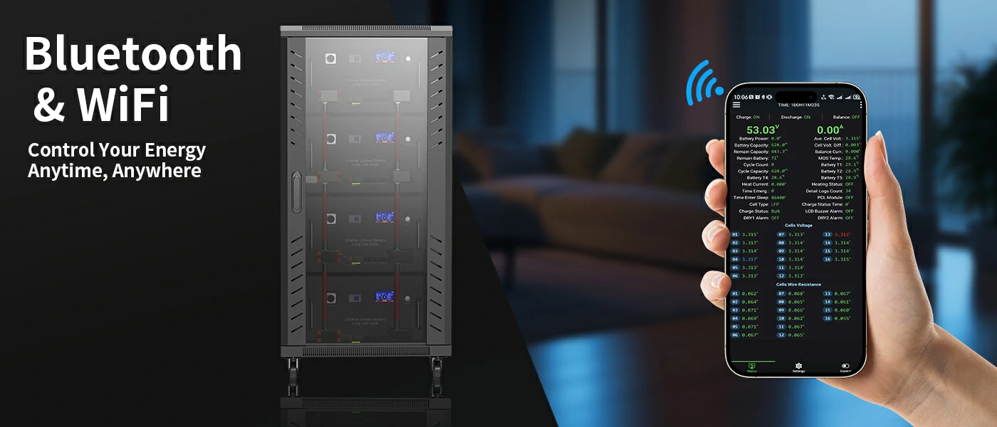 48v 20kwh solar battery storage cabinet for grid-tied and off-grid homes