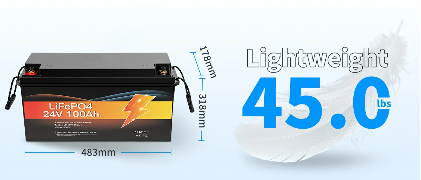 deep cycle 24v 100ah lithium battery