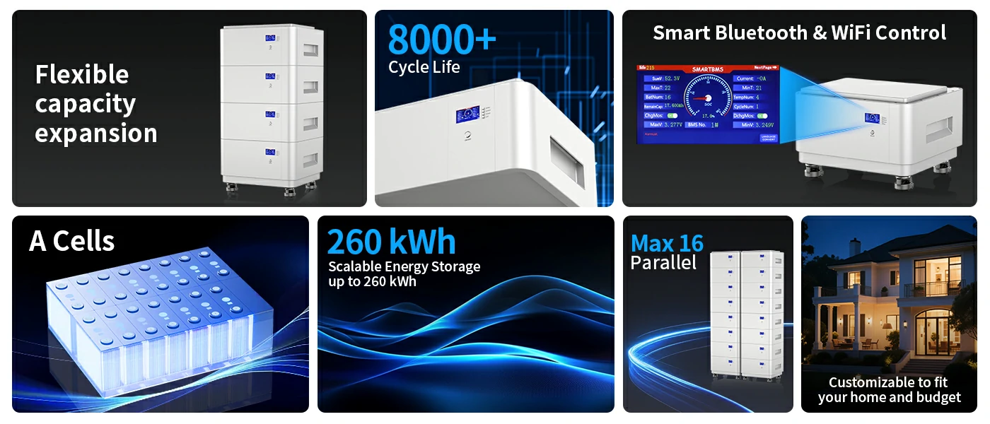 home solar backup power stackable batteries