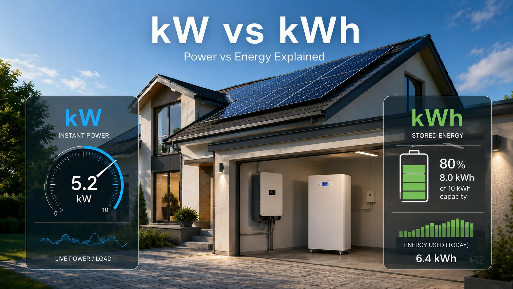 kw vs kwh difference formula and solar battery meaning