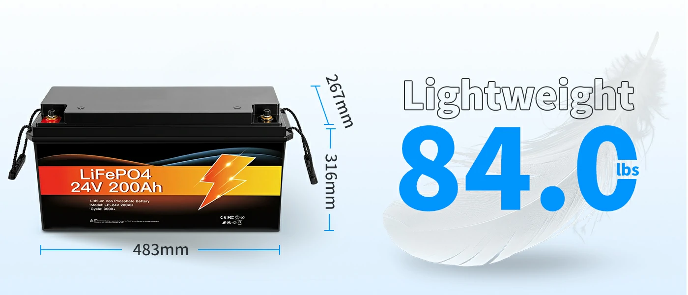 lightweight 24v 200ah lifepo4 battery for rv use