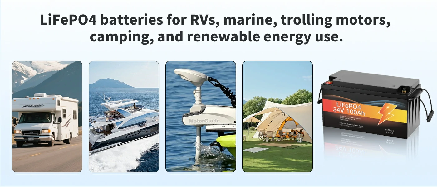 rechargeable 24v lithium battery for rv and marine use