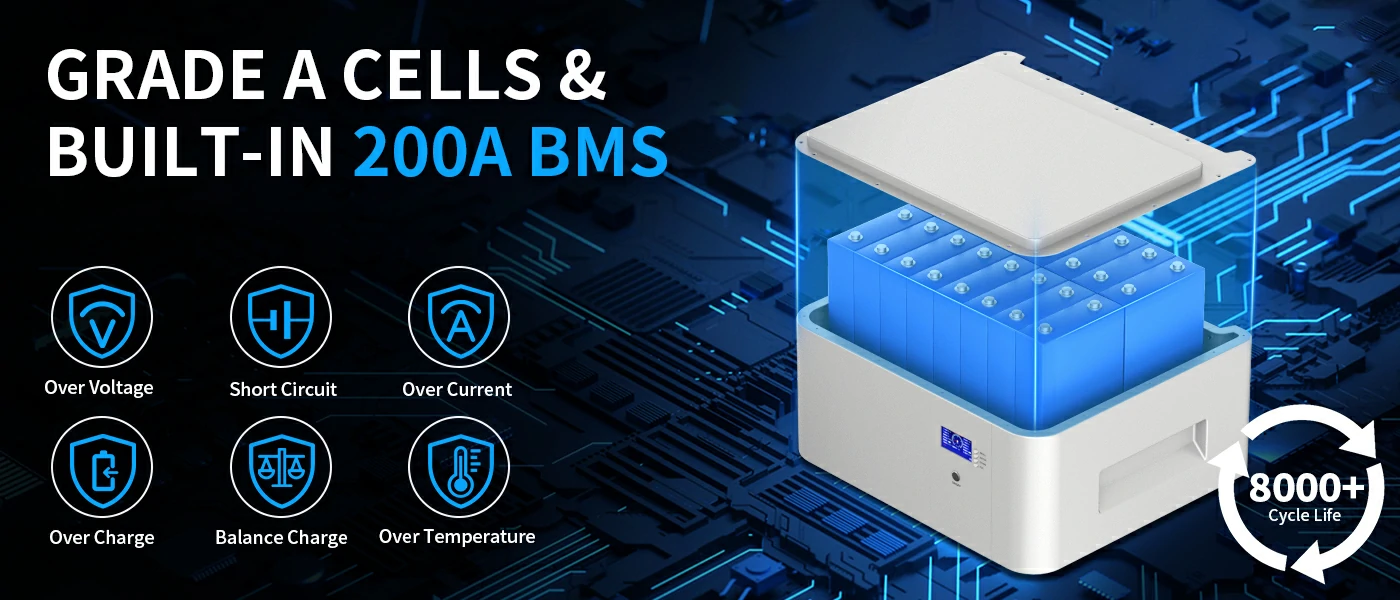 solar battery pack 200a bms protection