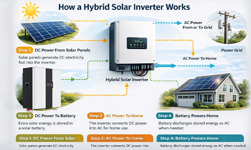 how does a hybrid solar inverter work