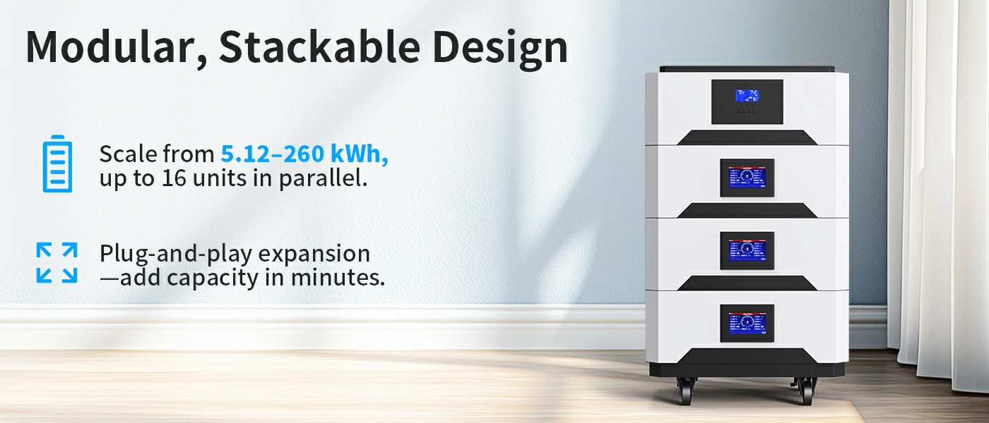 modular battery packs for solar energy 10kWh stackable