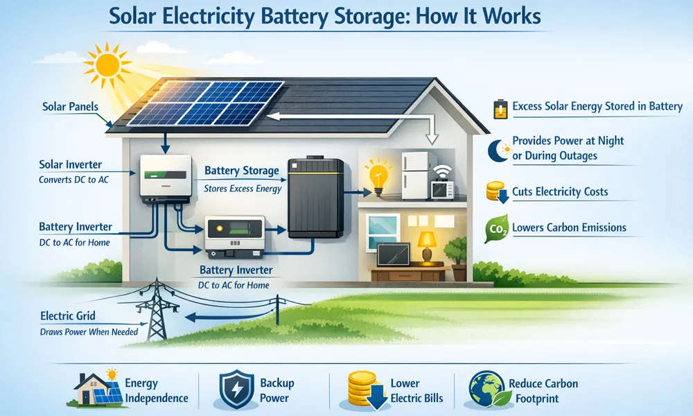 how does solar electricity battery storage