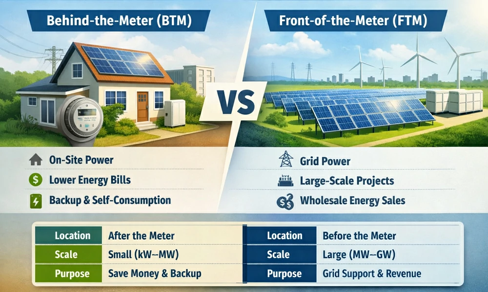 Behind-the-meter vs in front-of the-meter solar