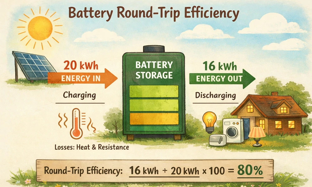 what is round trip efficiency battery
