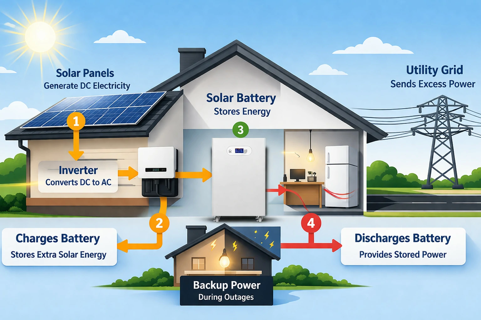 How does a solar battery work step by step