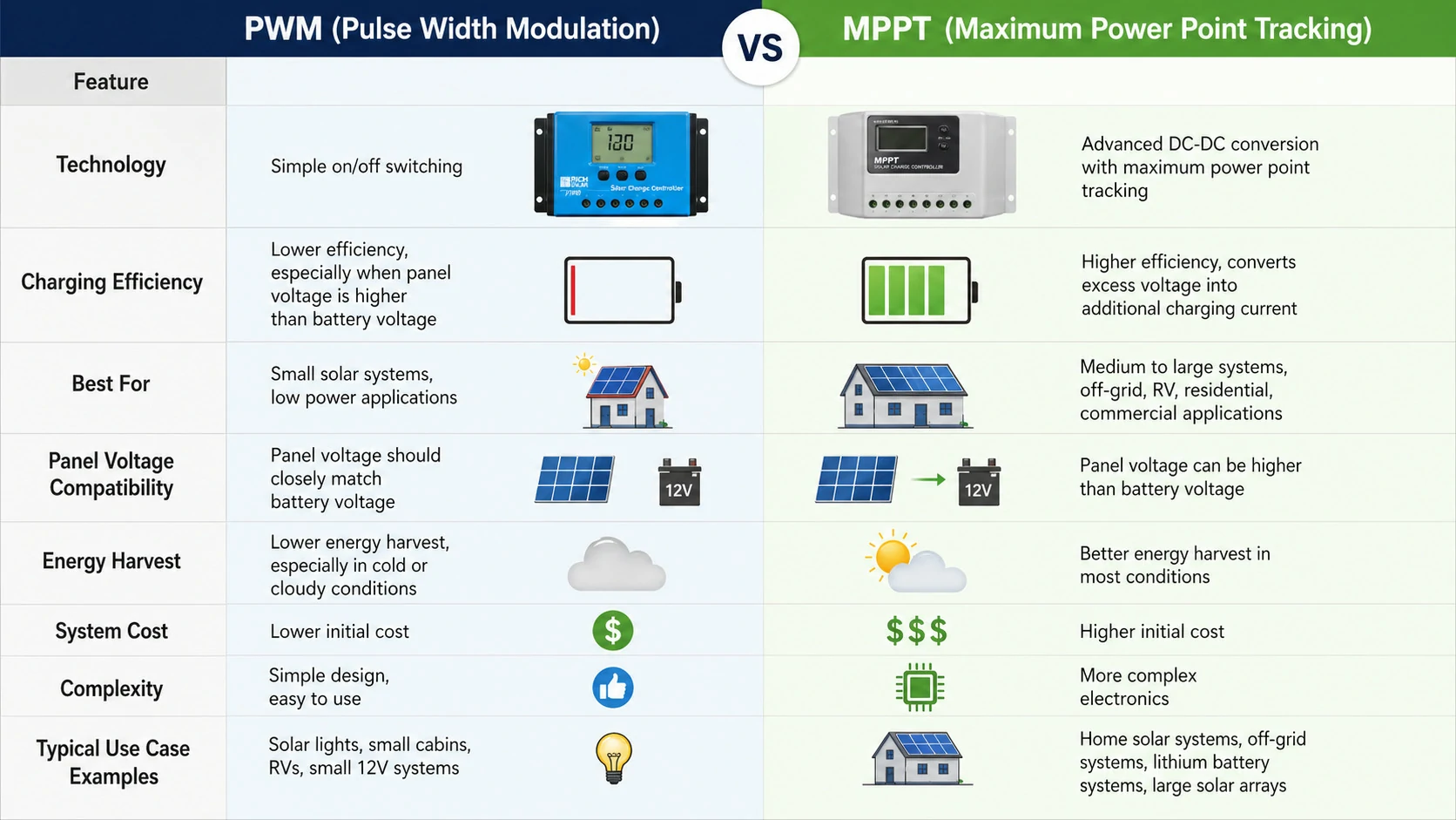 difference between pwm and mppt