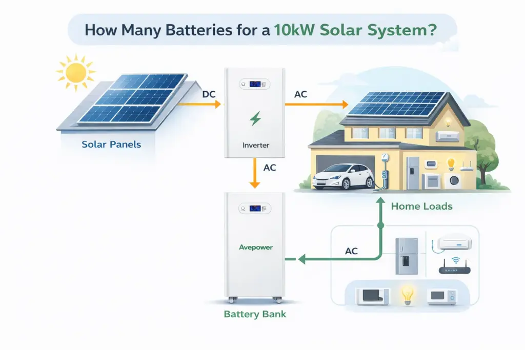 how many batteries for 10kw solar system