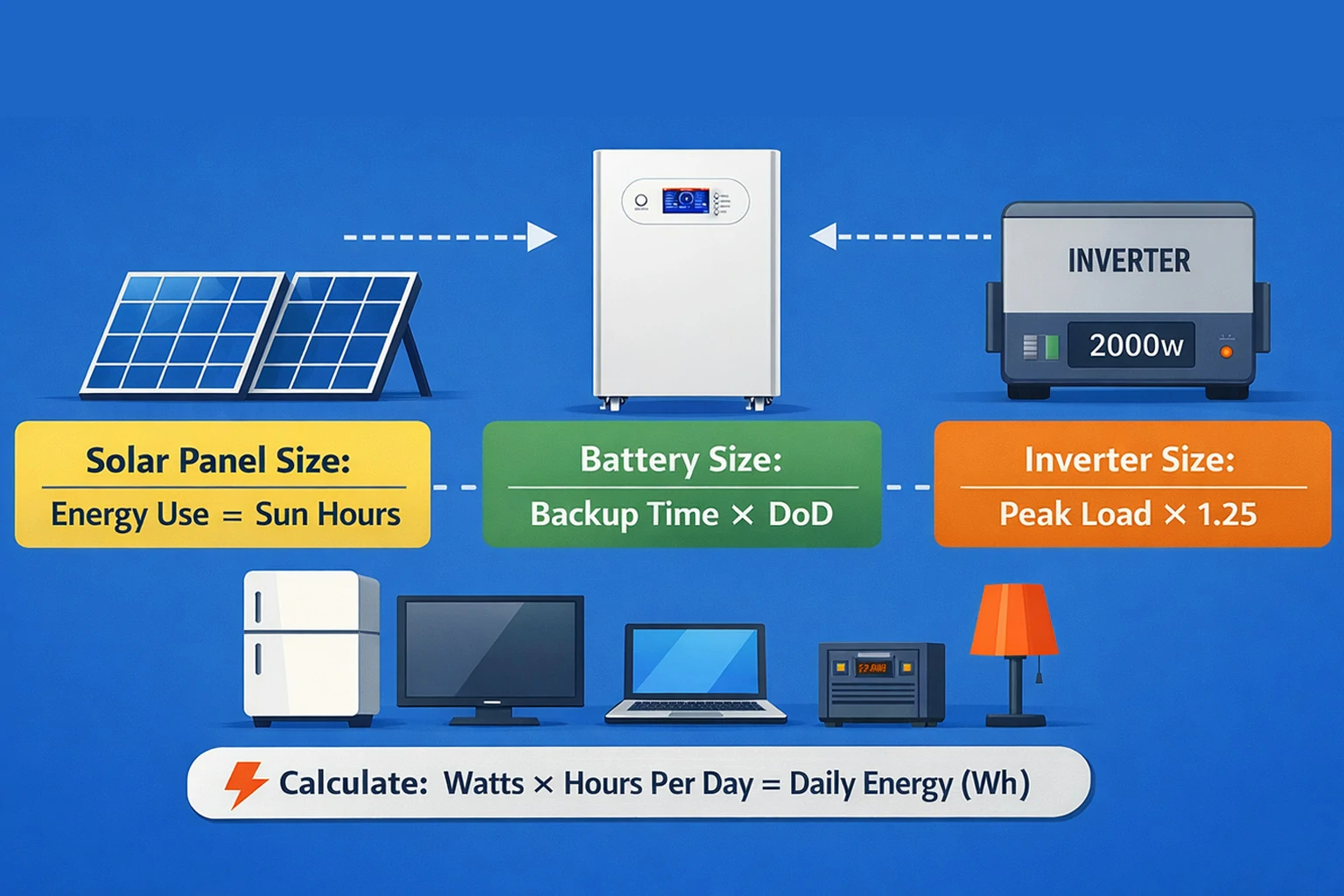 how to calculate solar panel battery and inverter