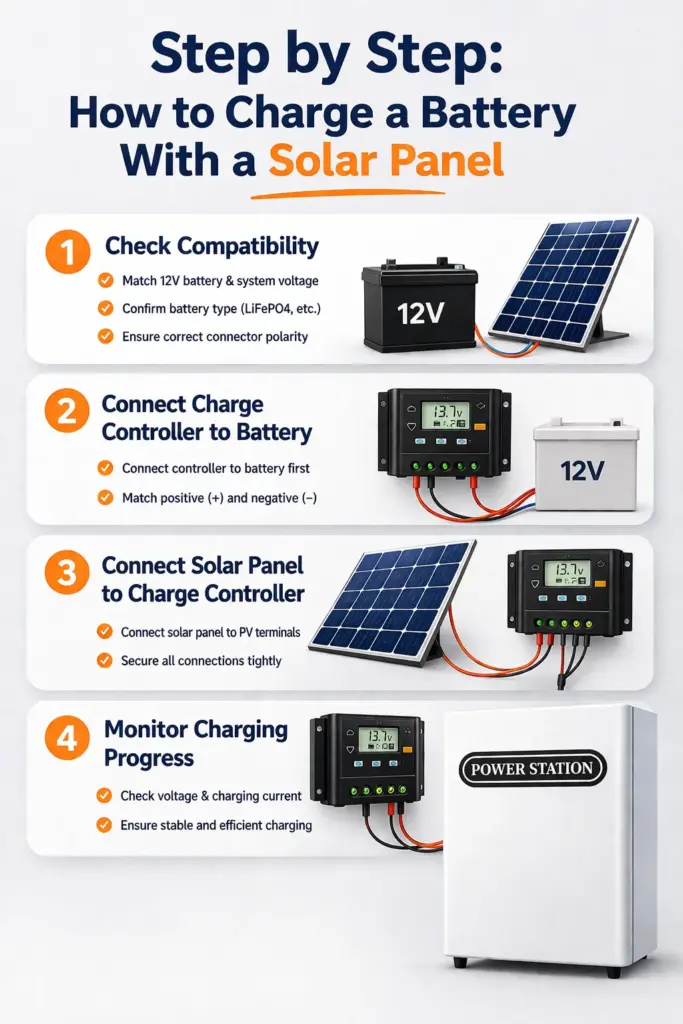 how to charge battery with solar panel