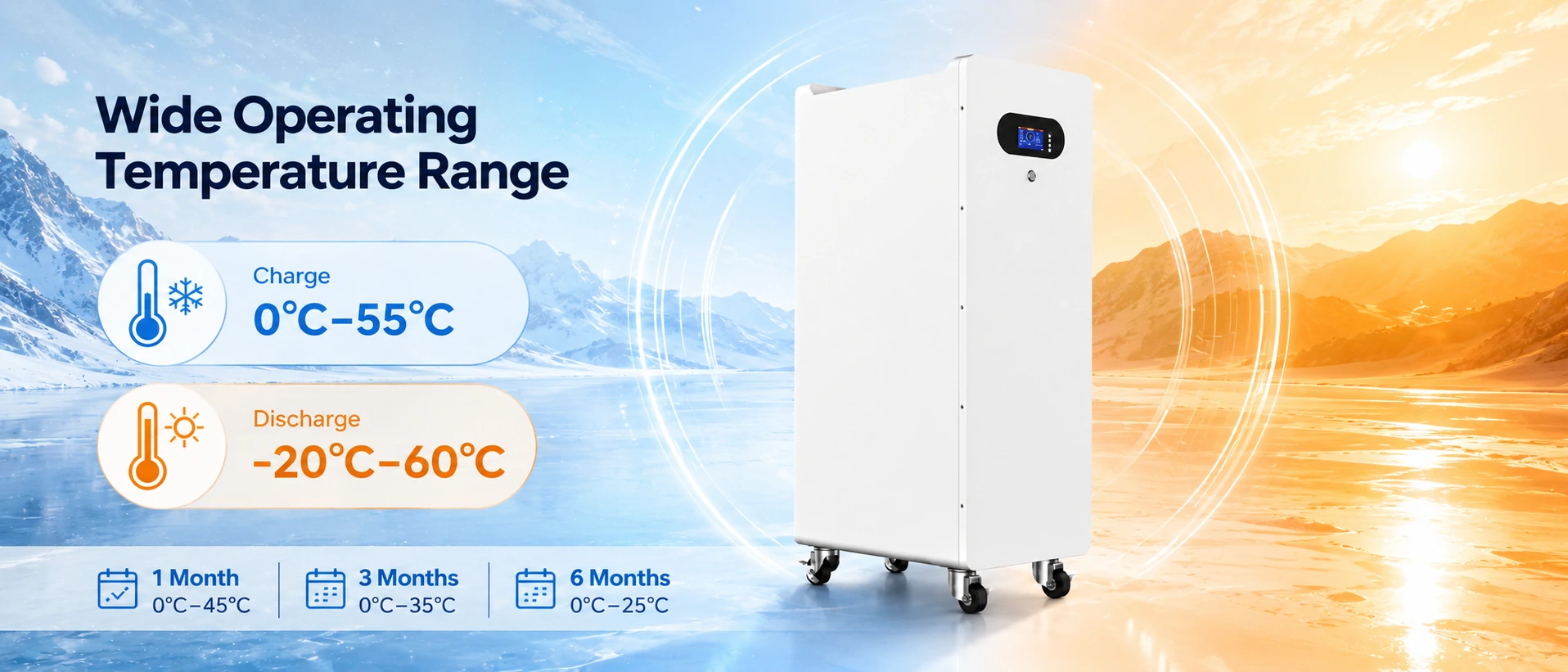 Rango de temperatura de carga de 0 °C a 55 °C para 16kWh batería solar doméstica