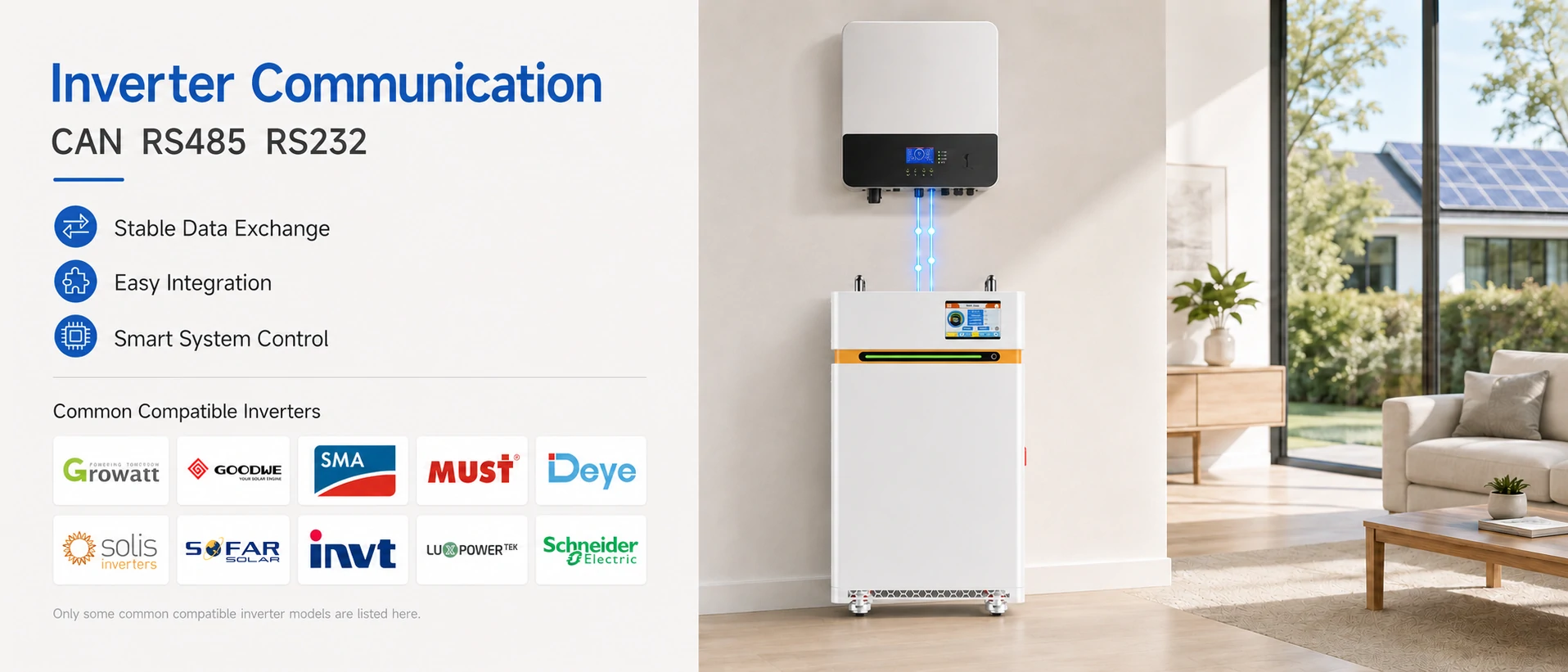 15 kWh 300 Ah lifepo4 Communication par batterie, RS485, RS232 et Bluetooth