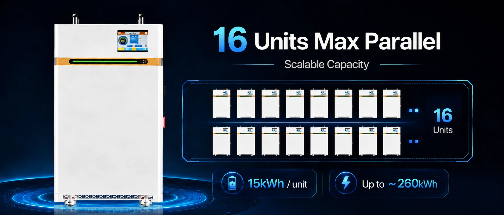 15 kWh 300 Ah lifepo4 jusqu'à 16 batteries en parallèle pour les systèmes de plus grande capacité