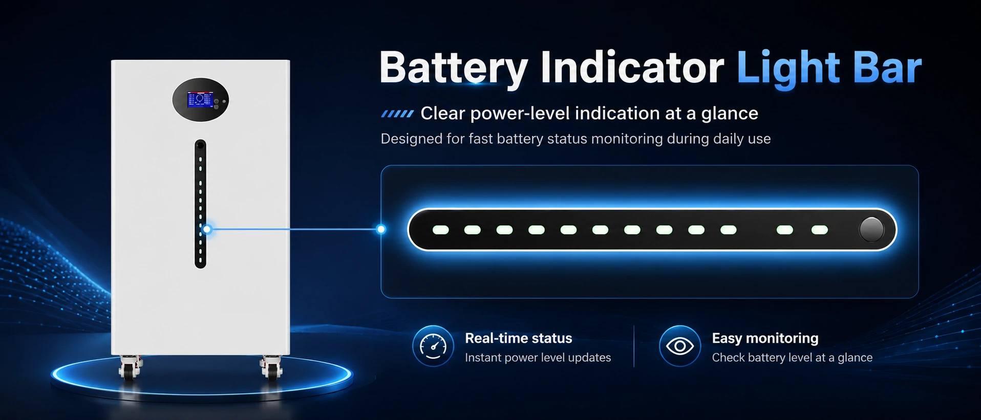 15kwh battery clear battery level indicator lights