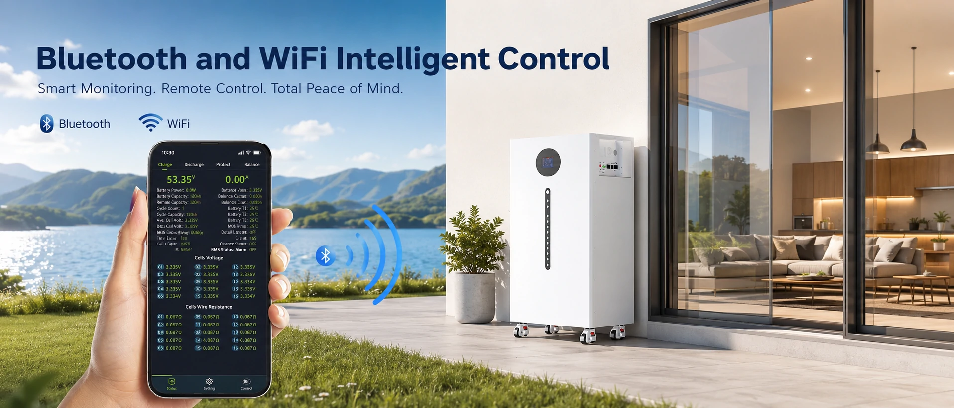 15kwh battery storage with bluetooth and wifi