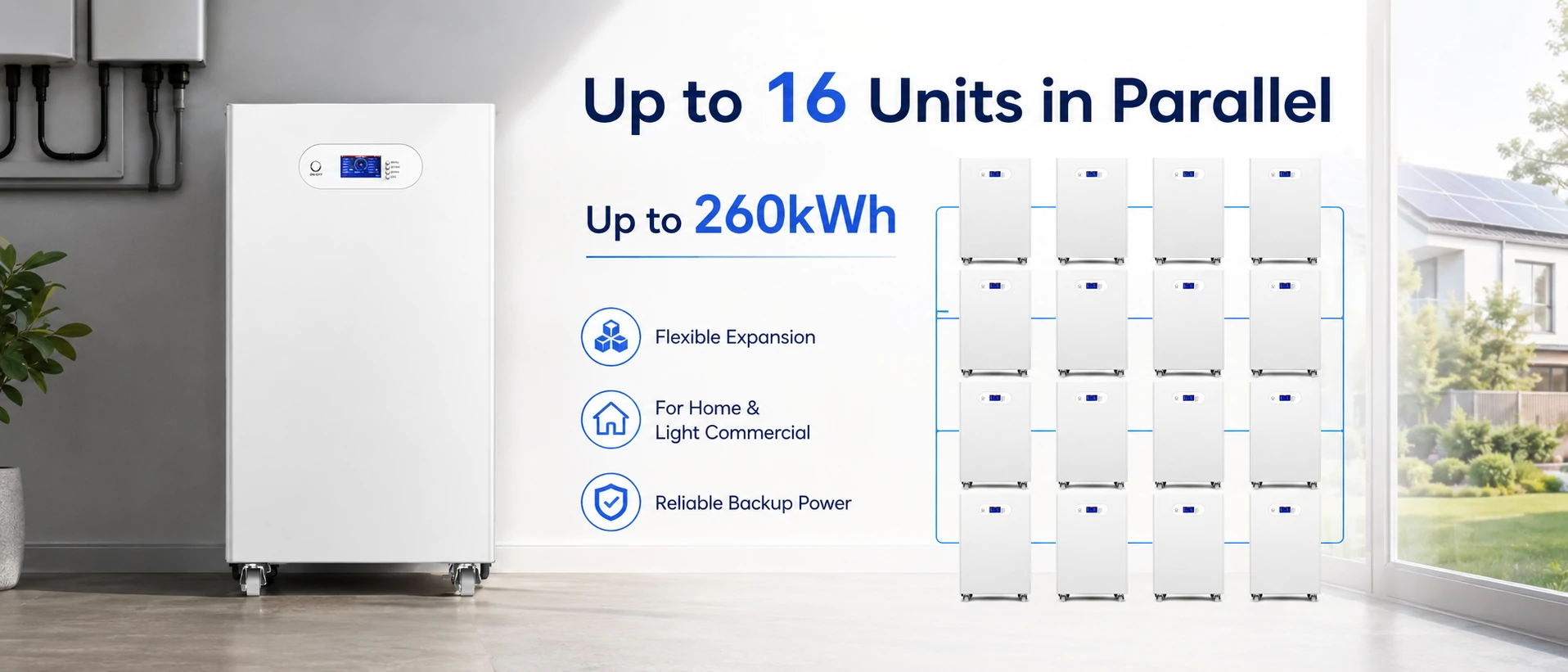 15kwh home energy battery with 16 parallel connections