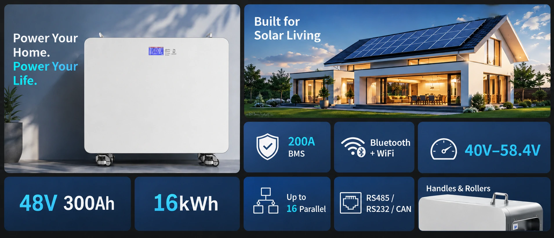 16kwh 48V 300Ah LiFePO4 battery for home solar storage