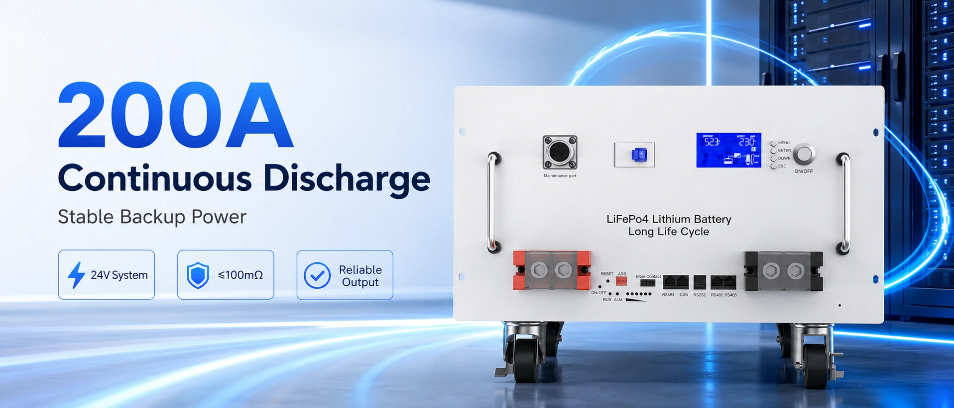 24V 280Ah Rack-Montagebatterie mit 200A Dauerentladung für Notstromversorgung