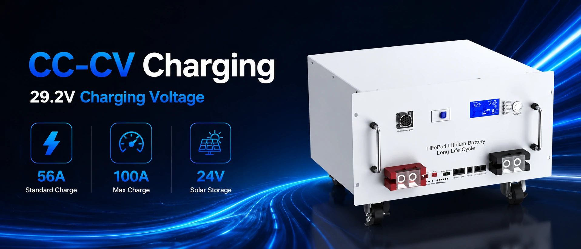 24V Rackmontage LiFePO4 Batterie mit CC-CV Ladevorgang und 29.2 V Ladespannung