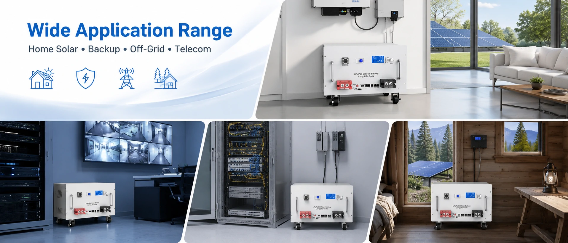 24V Lithium-Batterie für Rackmontage zur Speicherung von Solarenergie im Haushalt, zur Notstromversorgung und für netzunabhängige Systeme