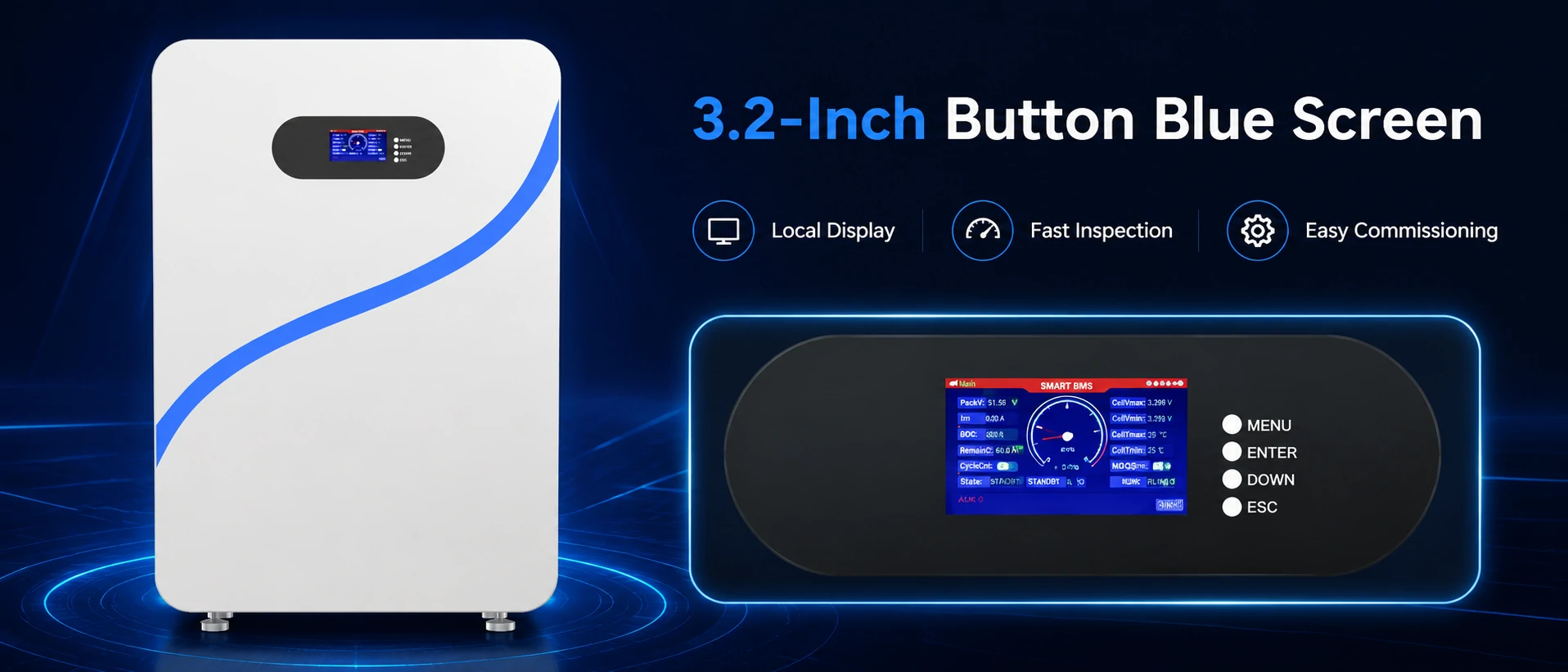 3.2-Zoll-Tasten, blauer Bildschirm, 8-kWh-Solarbatterie