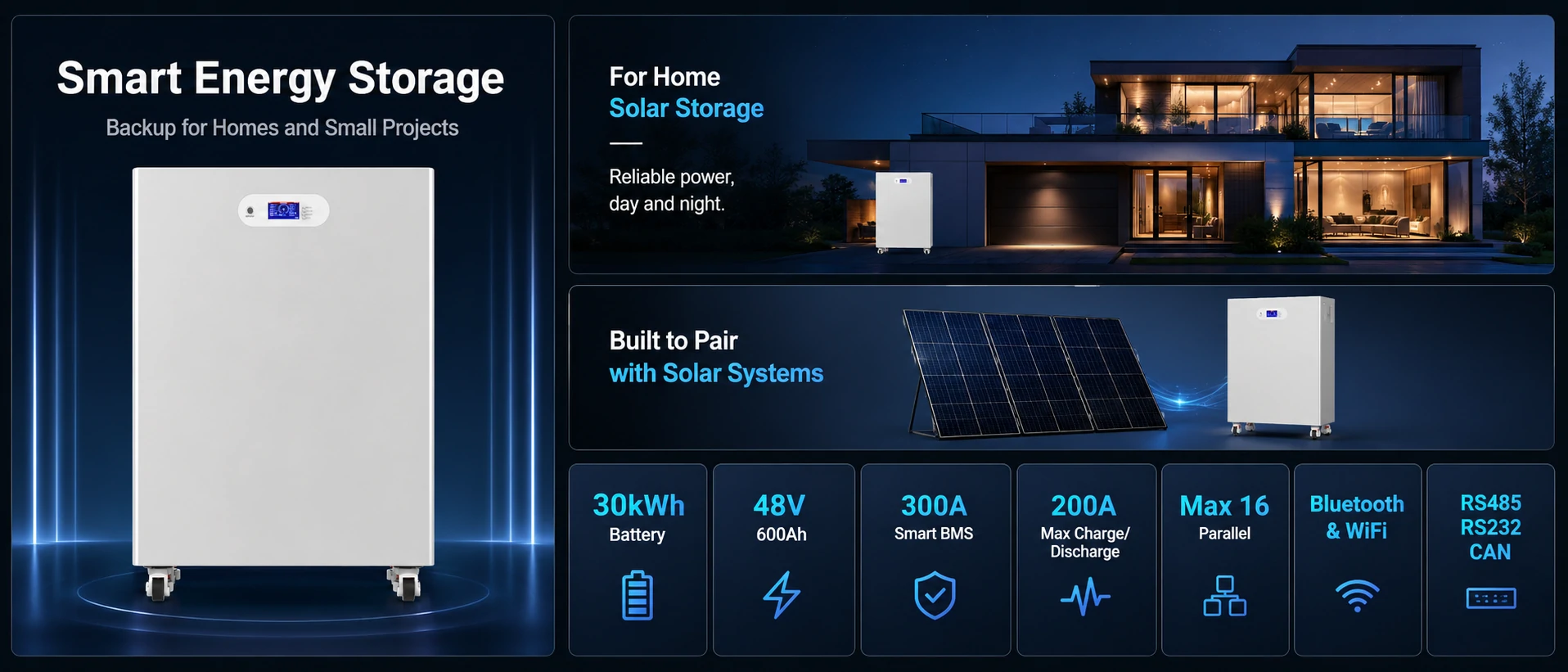 30kWh battery for home solar storage