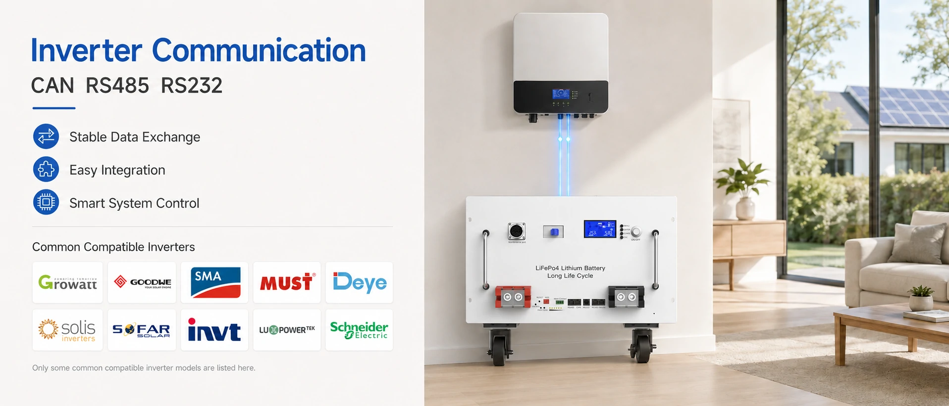 48V Аккумулятор для монтажа в стойку с CAN RS485 RS232 инверторная связь