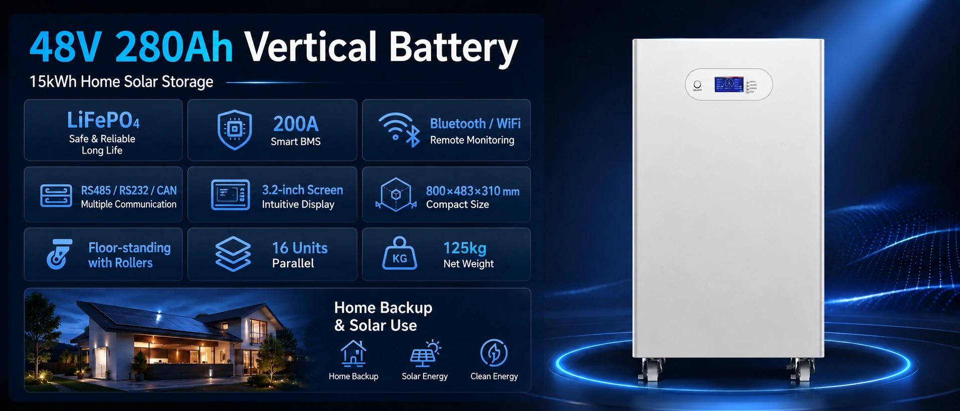 48v 15kwh lifepo4 solar battery