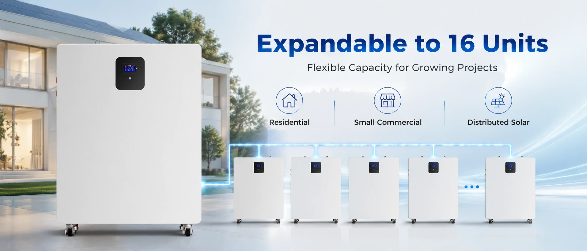 50kWh solar battery expandable up to 16 units in parallel for larger energy storage systems