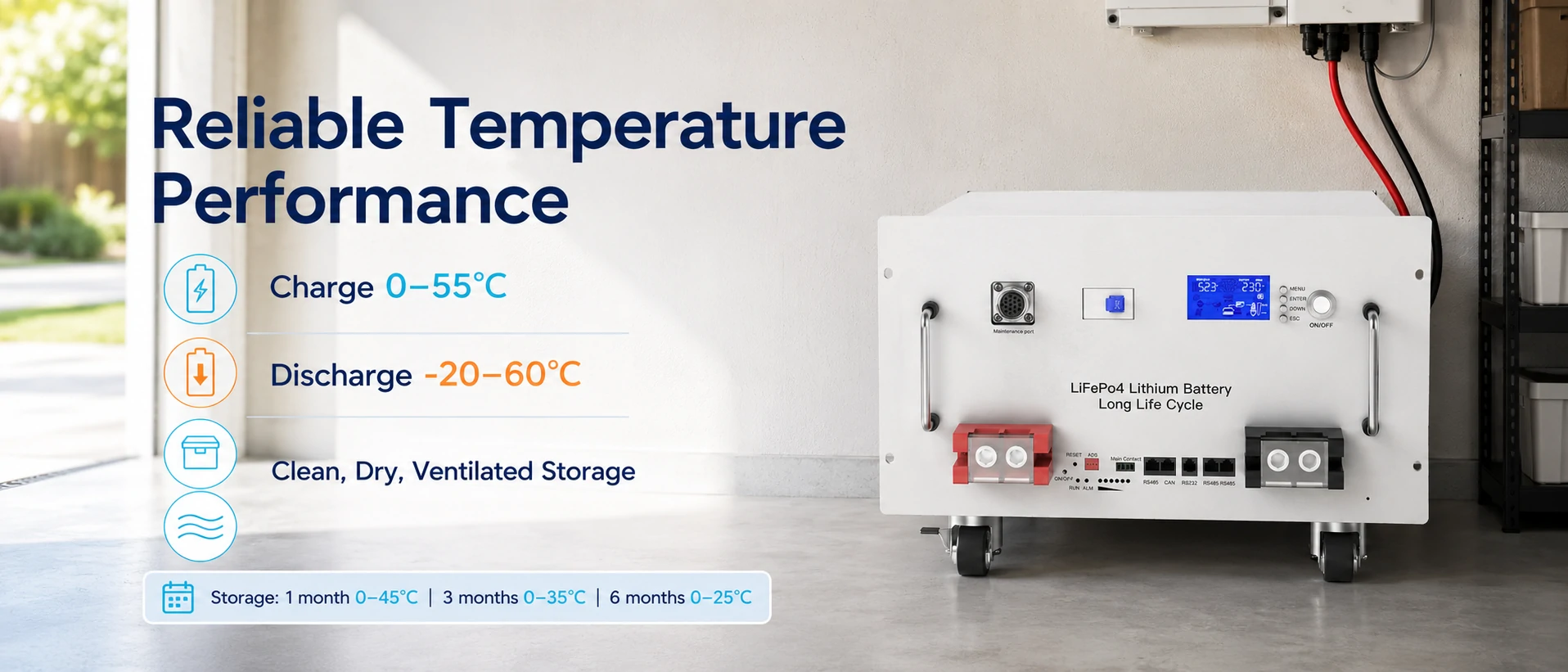 7kwh 24V 280Ah Betriebstemperaturbereich für Rack-Montagebatterien für Energiespeichersysteme
