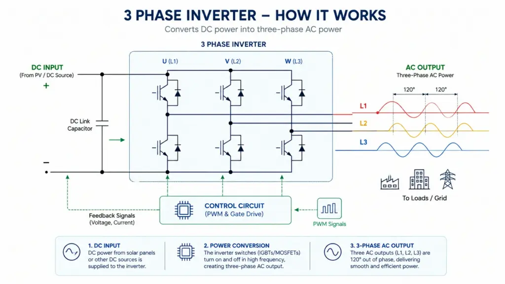 how does a 3 phase inverter work