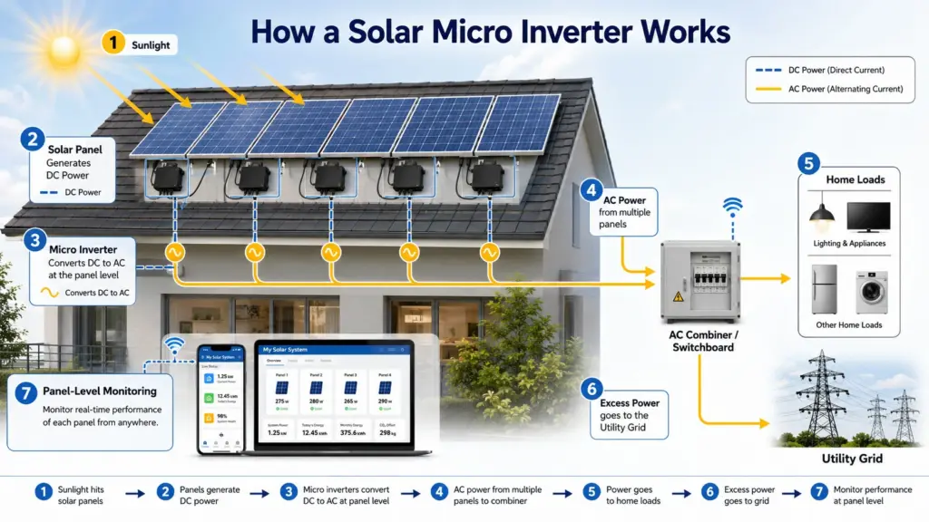 how does a solar micro inverter work