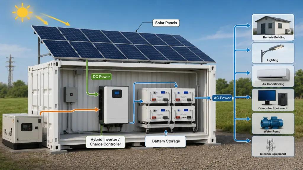 how does a solar power station shipping container work