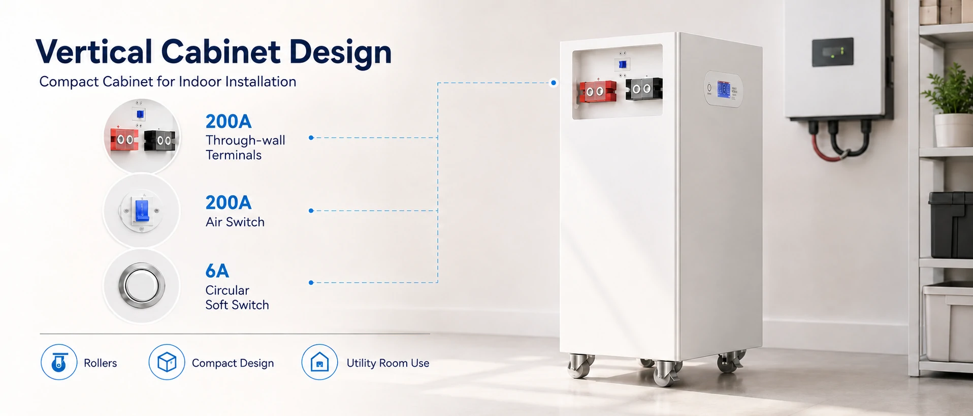 vertical cabinet design for 15kwh home battery