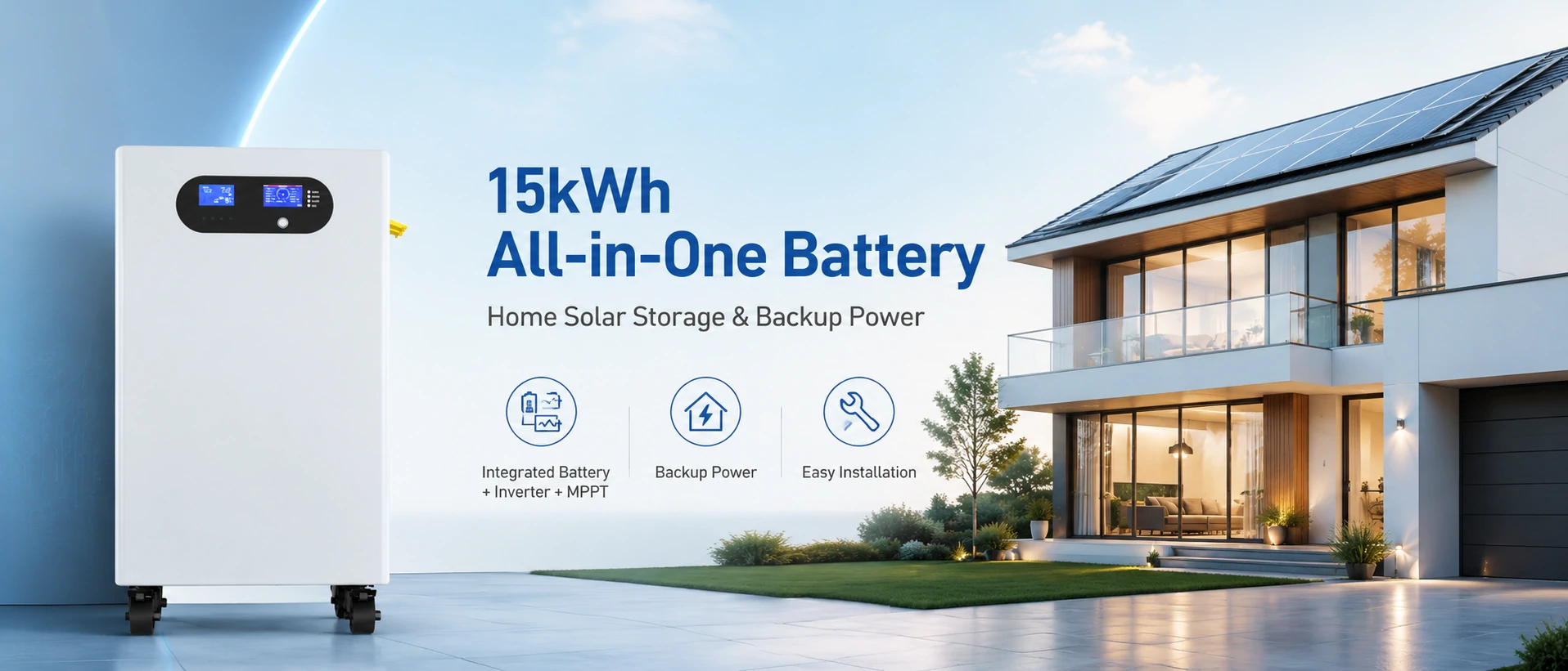 15kWh Système de batterie tout-en-un pour le stockage solaire domestique