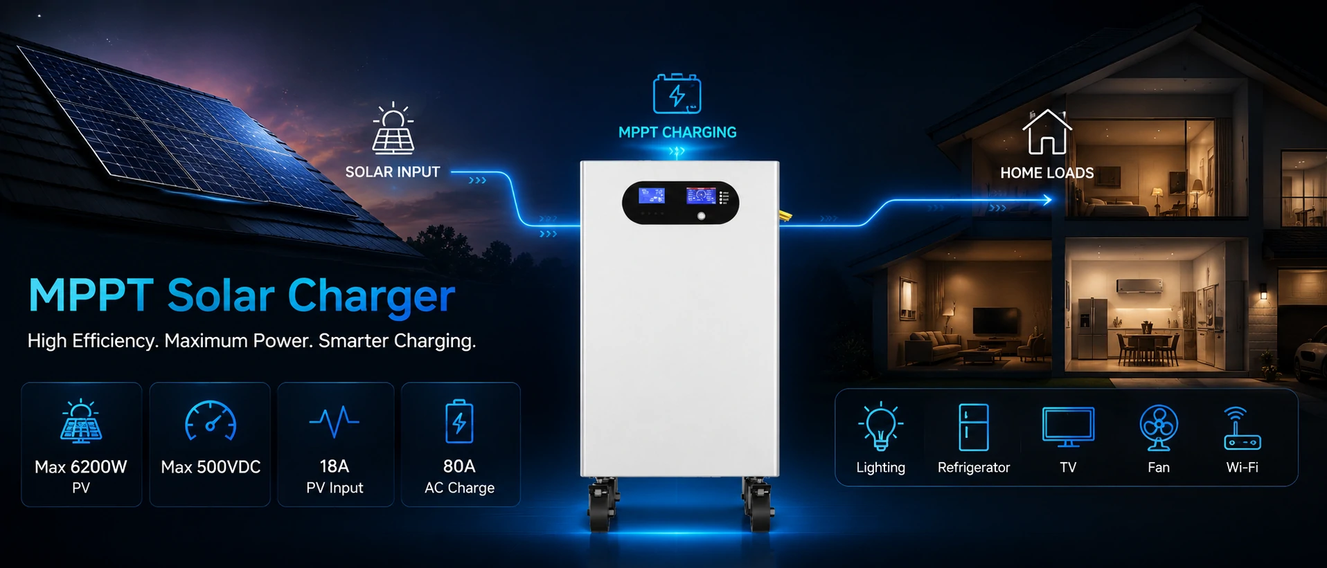 15kWh batterie solaire avec MPPT entrée PV de charge et de 6200 W