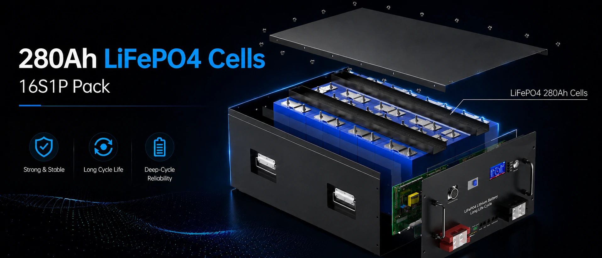 280Ah LiFePO4 cellules dans 51.2V Système de batterie de 20 kWh