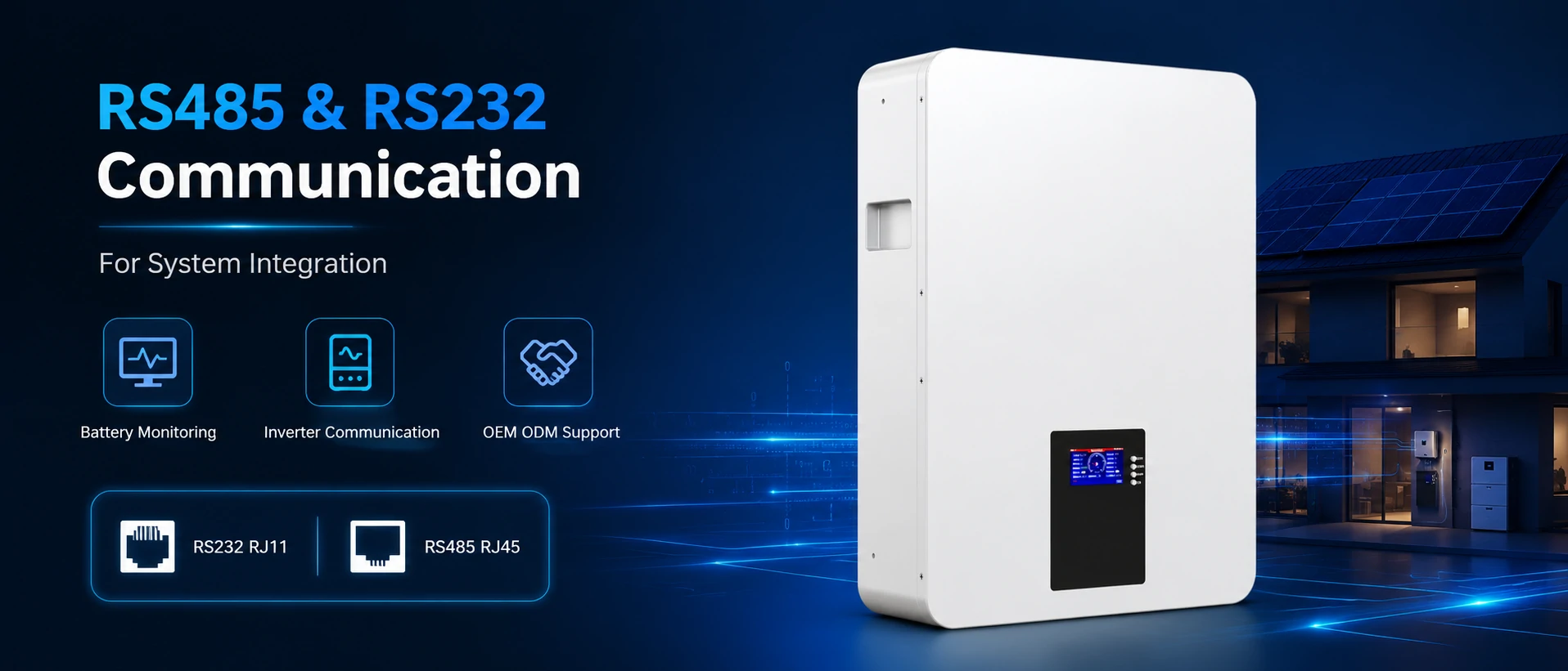 48V 100Ah LiFePO4 батарея с RS485  и  RS232 communication