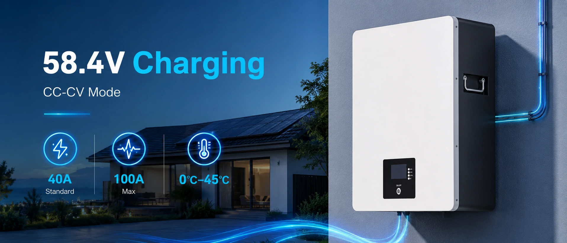 48v 200ah powerwall battery 58.4v cc-cv charging