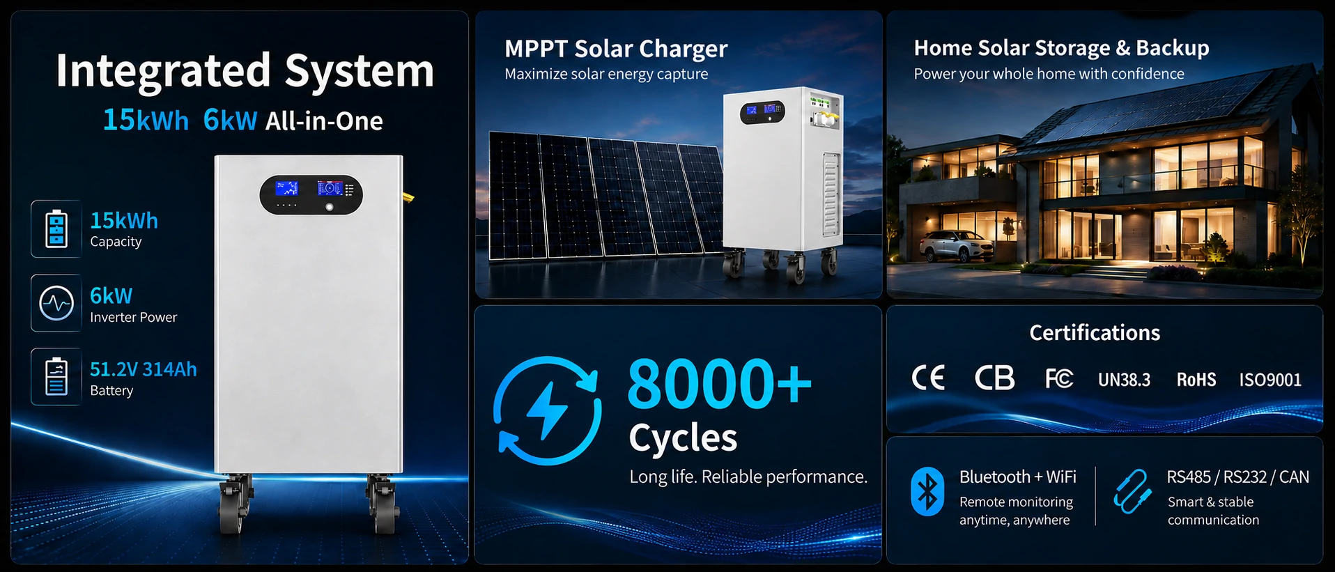 Système de batterie solaire tout-en-un pour le stockage de l'énergie solaire domestique