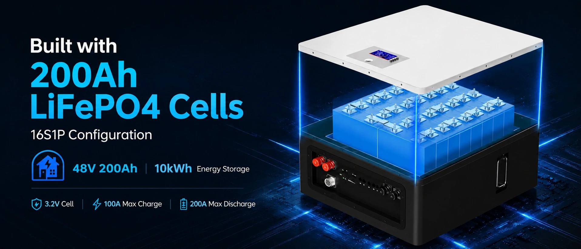 built with 200ah lifepo4 cells
