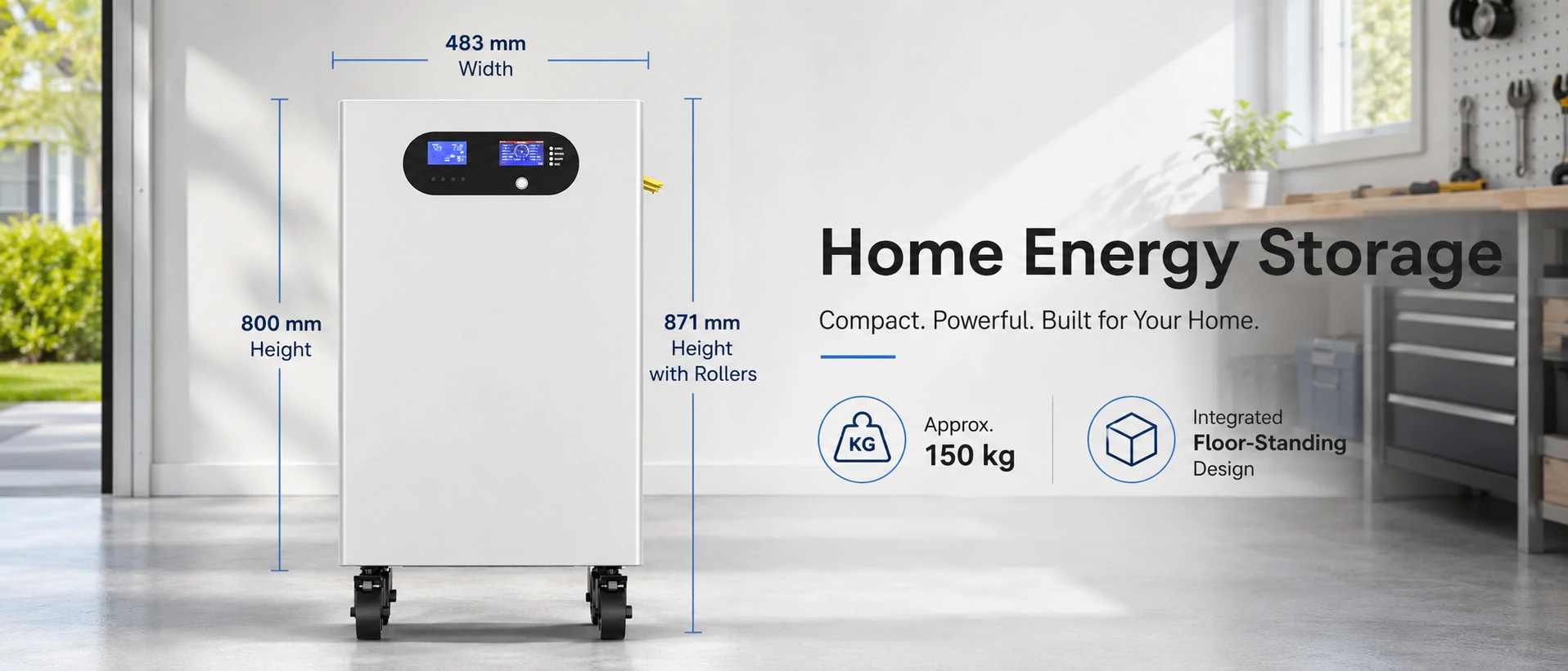 15 compactkWh Armoire à batterie solaire tout-en-un avec roulettes