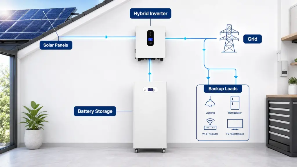 how does a 5 kw hybrid solar system work